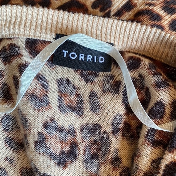Torrid Button Front Cardigan sweater Women’s Leopard Print Cotton Sz M office - Picture 6 of 8